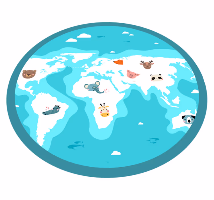 Wereld dierenkaart vinyl tapijt meer kinderen - TenStickers