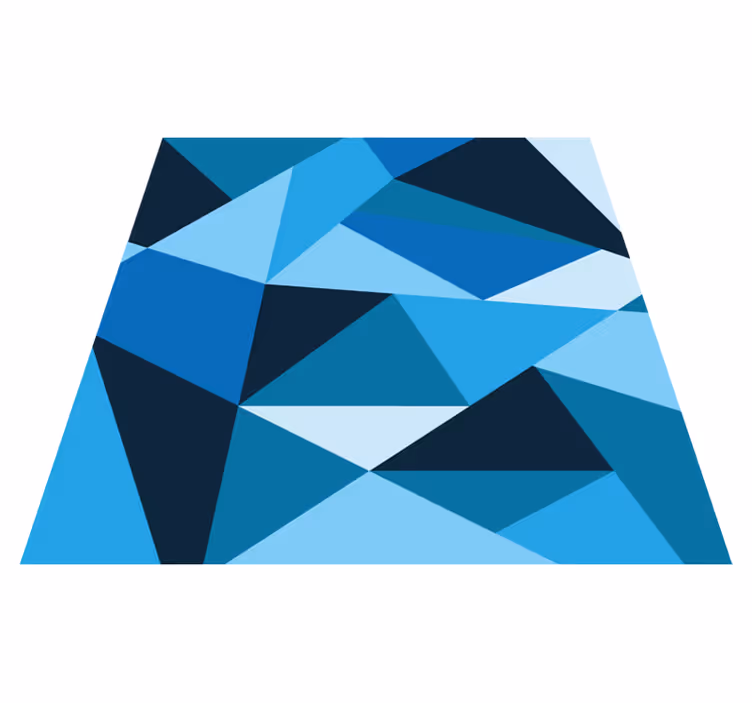 Driehoekige blauwe patronen vinyl tapijt geometrisch - TenStickers