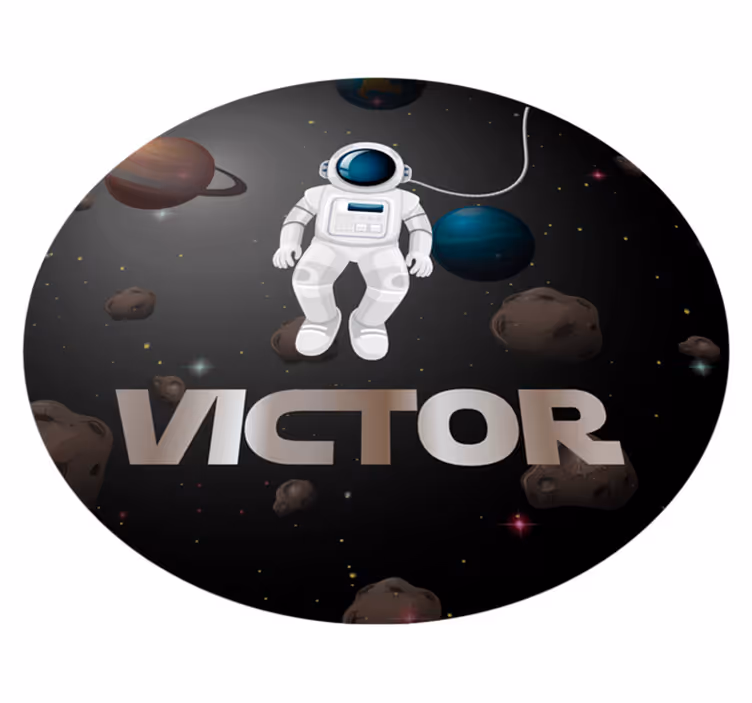 Universum astronaut met naam vinyl tapijt meer kinderen - TenStickers