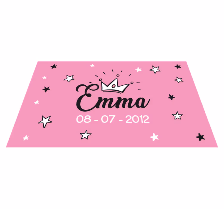 Roze ontwerp met naam vinyl tapijt meer kinderen - TenStickers