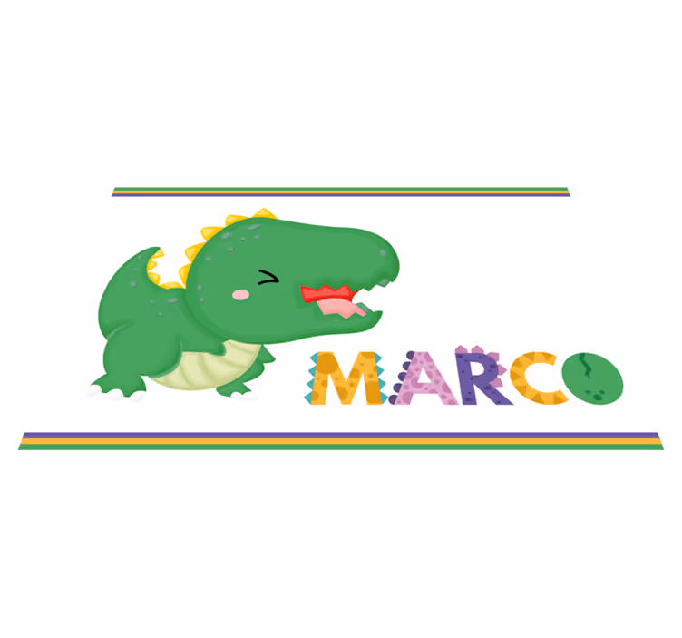 Baby t-rex met naam vinyl tapijt met naam - TenStickers