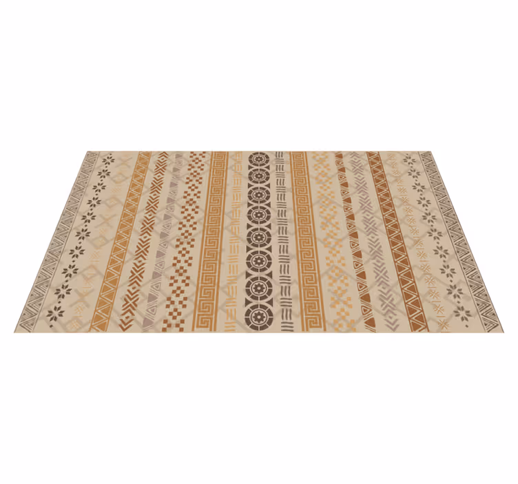 Aardse geometrische vinyl tapijt keuken - TenStickers