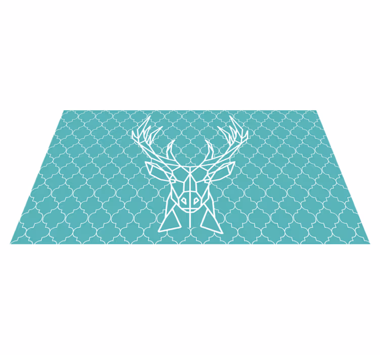 Turquoise origami hert dieren vinyl tapijt - TenStickers