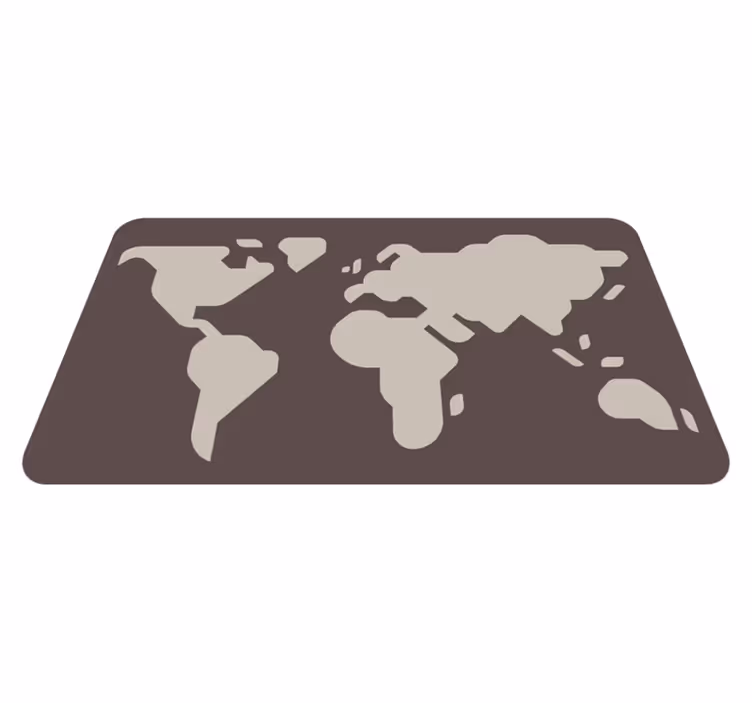 Beige en grijs motief vinyl tapijt wereldkaart - TenStickers