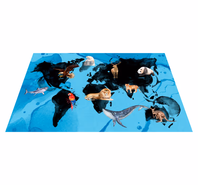 Blauw en zwart wild vinyl tapijt meer kinderen - TenStickers