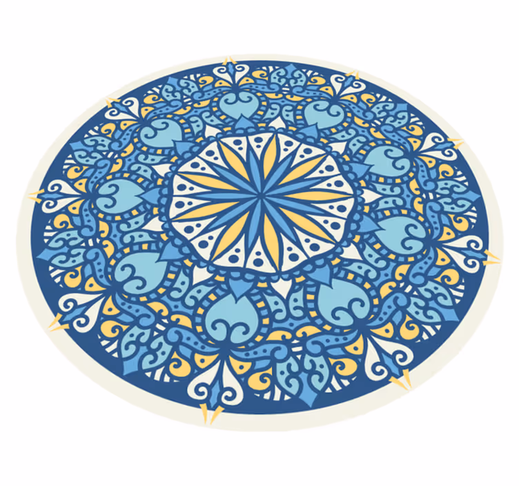 Ingewikkeld blauw motief vinyl tapijt mandala - TenStickers