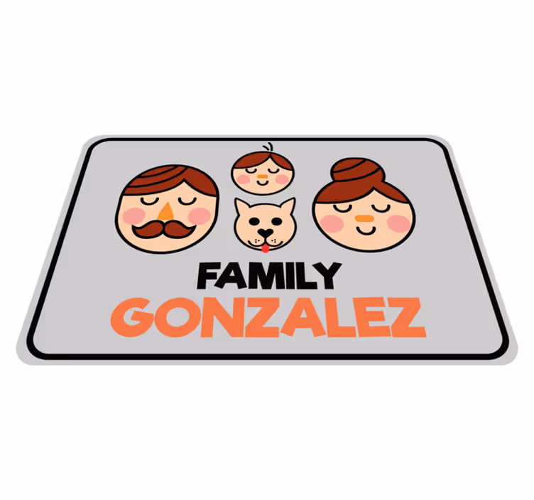 Op maat gemaakte familiefoto vinyl tapijt met naam - TenStickers