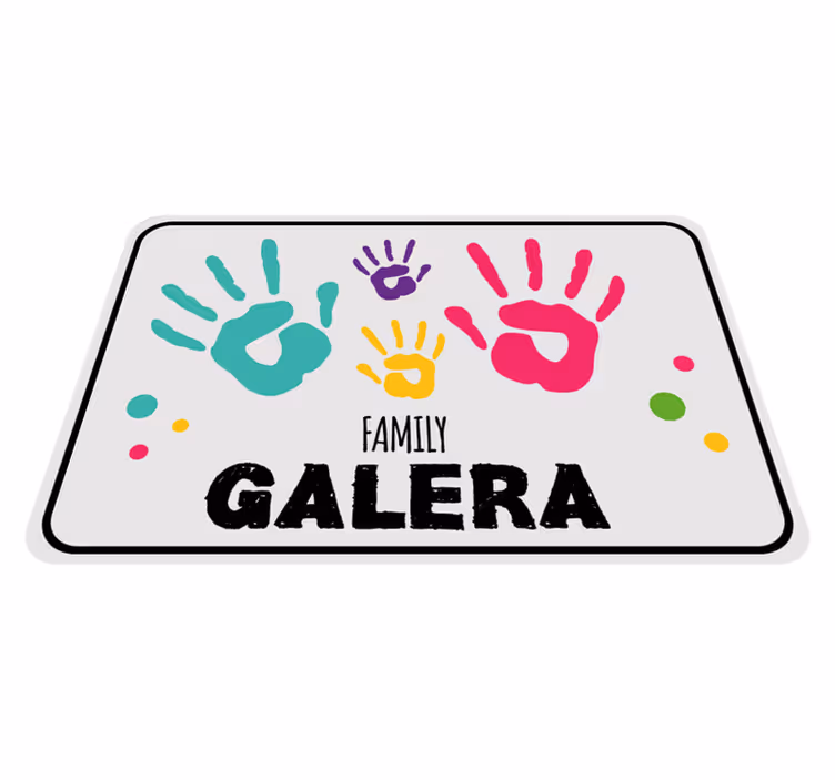 Handafdrukken met familienaam Vinyl tapijt ontvangsthal - TenStickers