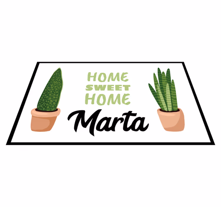Zoet huis met planten vinyl tapijt met naam - TenStickers
