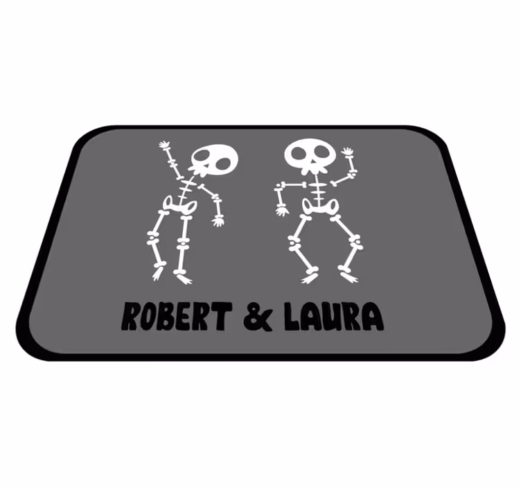 Skeletduo vinyl tapijt met naam - TenStickers