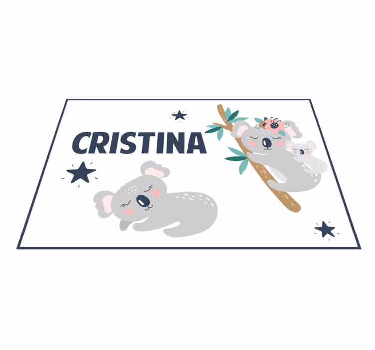 Koala familie plezier vinyl tapijt met naam - TenStickers