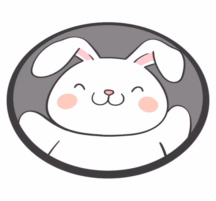 Wit konijnenontwerp vinyl tapijt kind - TenStickers
