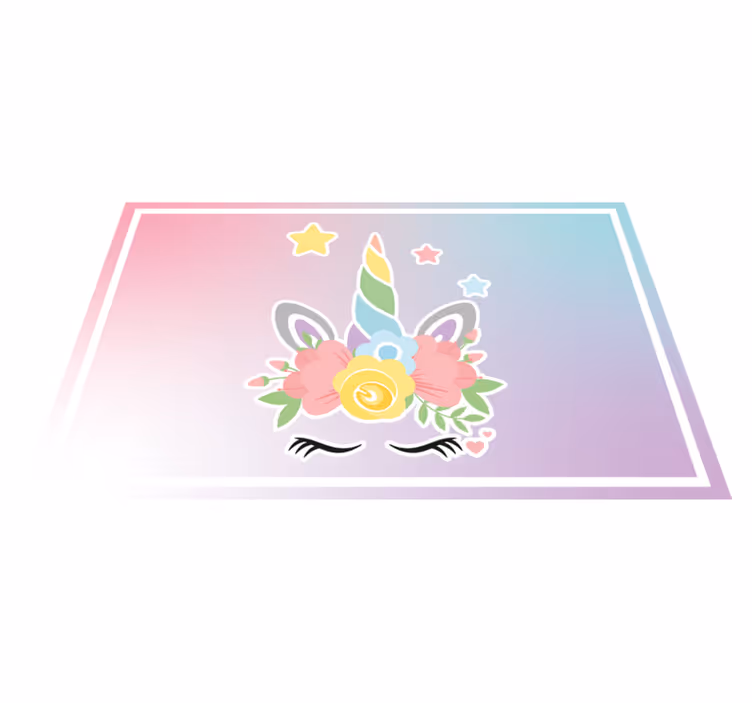Eenhoorn bloemenbedel vinyl tapijt kind - TenStickers