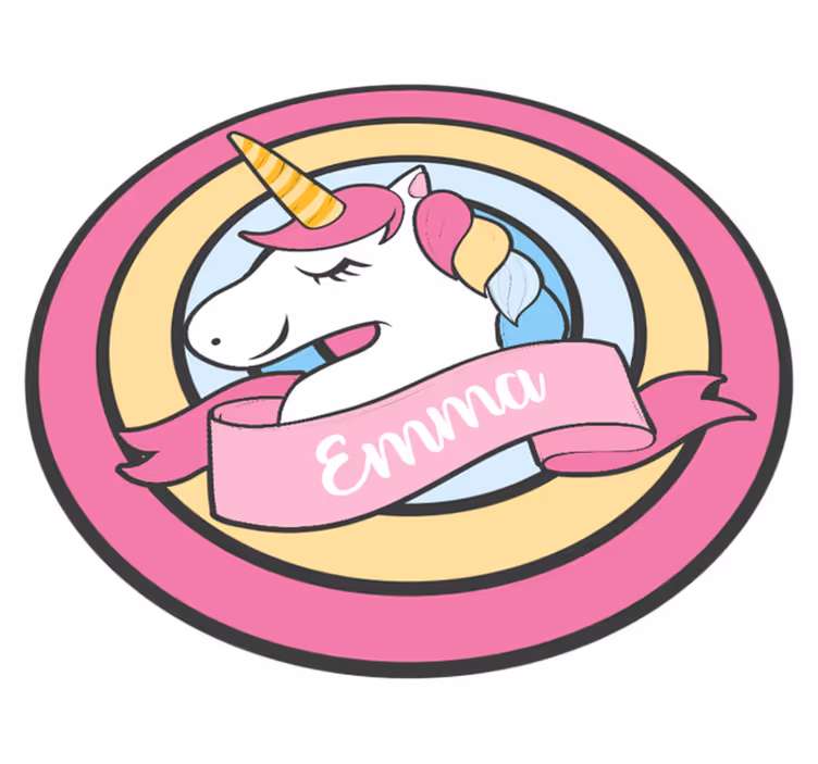 Eenhoornnaam in badge vinyl tapijt meer kinderen - TenStickers