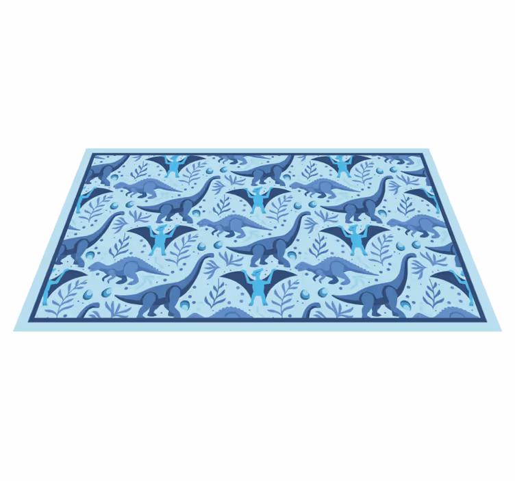 Blauwe dinosaurus expeditie vinyl tapijt meer kinderen - TenStickers