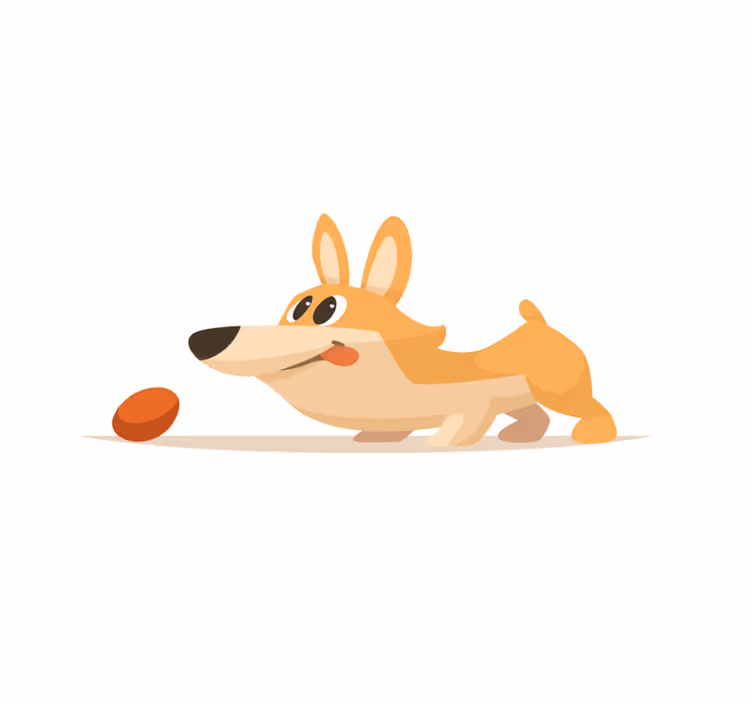 Speelse corgi-achtervolging vinyl tapijt meer kinderen - TenStickers