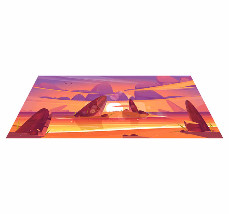 Zonsondergang uitzicht op de woestijn vinyl tapijt natuur - TenStickers