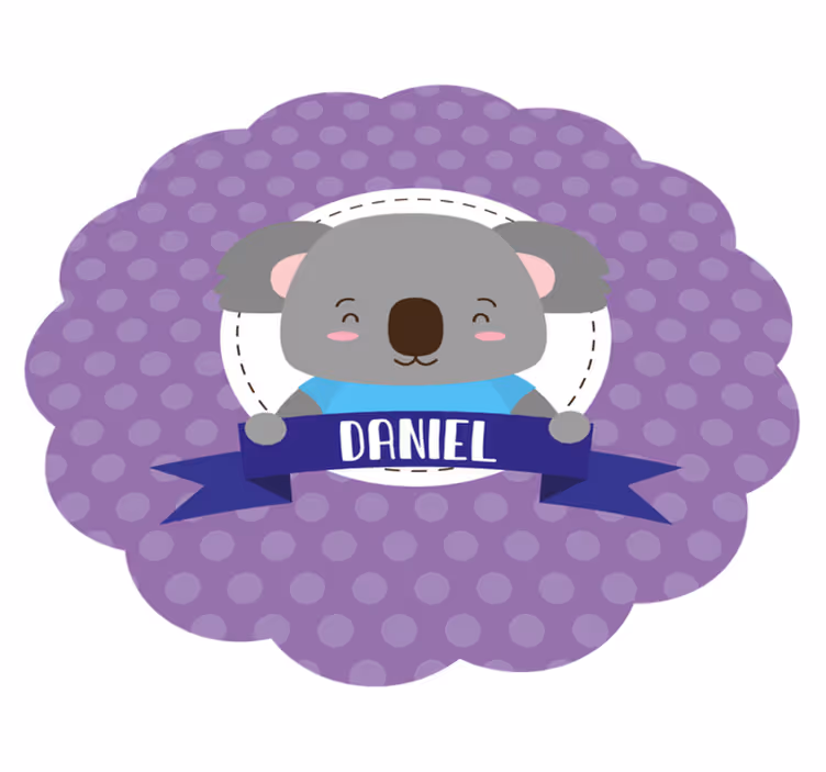 Schattige koala met naam vinyl tapijt baby - TenStickers
