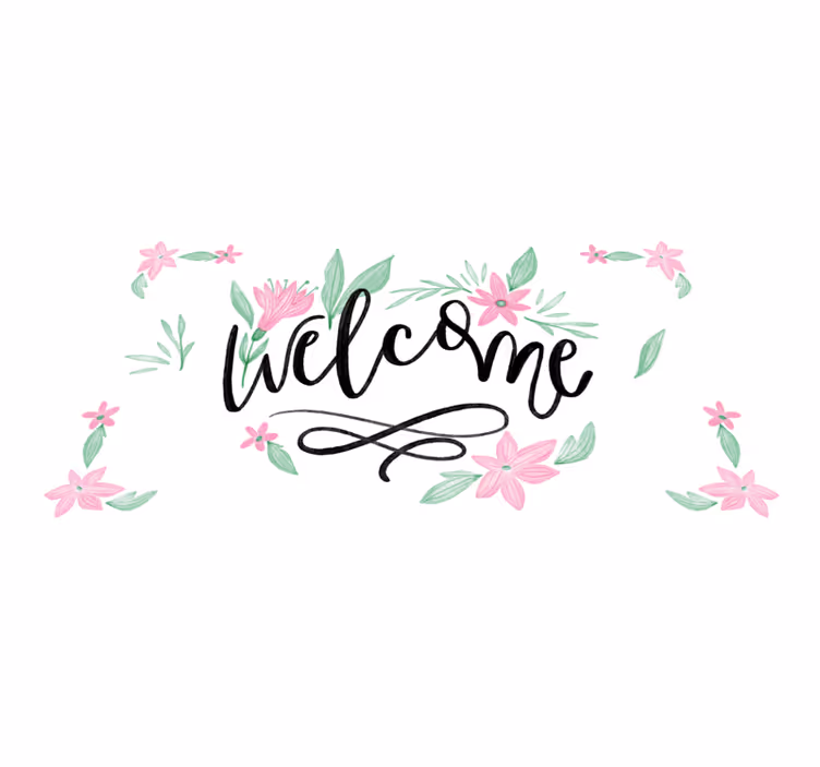 Welkom thuis bloemen Vinyl tapijt ontvangsthal - TenStickers