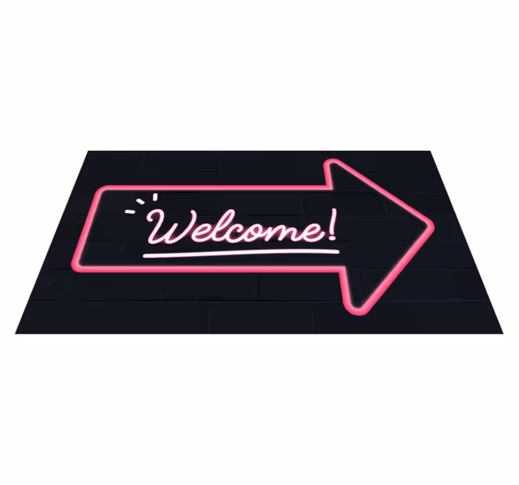 Welkom roze pijl Vinyl tapijt ontvangsthal - TenStickers