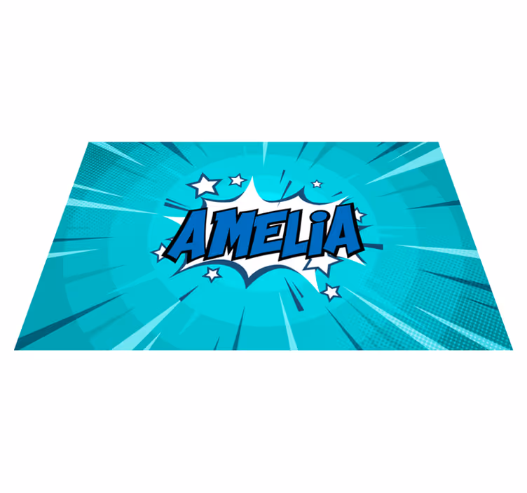 Naam in stripstijl vinyl tapijt tiener - TenStickers