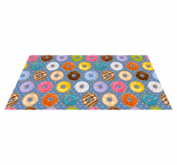 Levendig donutmotief vinyl tapijt keuken - TenStickers