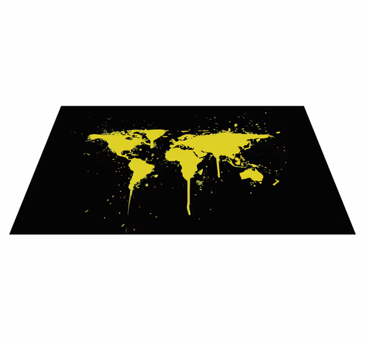 Spetterende wereldkaart vinyl tapijt tiener - TenStickers