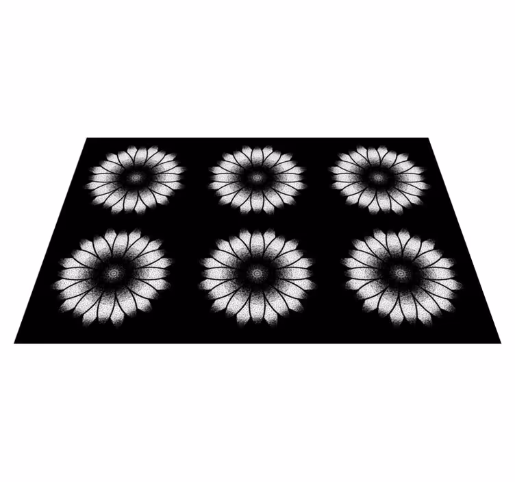 Zwart-wit inspiratie vinyl tapijt bloemen en planten - TenStickers