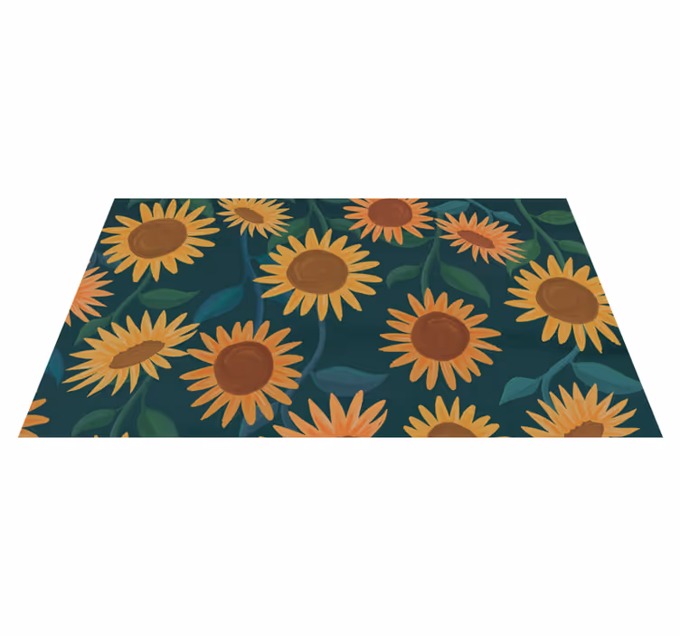 Vintage zonnebloempatroon vinyl tapijt bloemen en planten - TenStickers