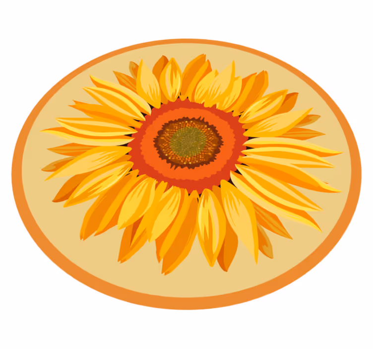 Zonnebloem rond vinyl tapijt bloemen en planten - TenStickers