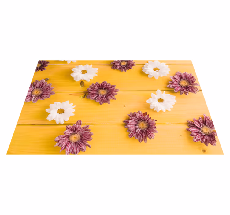 Roze en witte bloemblaadjes vinyl tapijt bloemen en planten - TenStickers