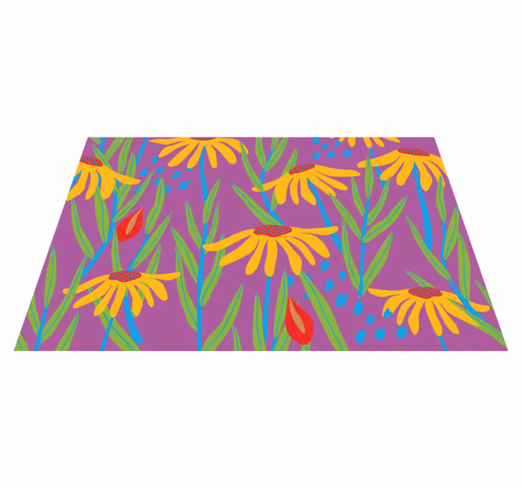 Paarse botanische opstelling vinyl tapijt bloemen en planten - TenStickers