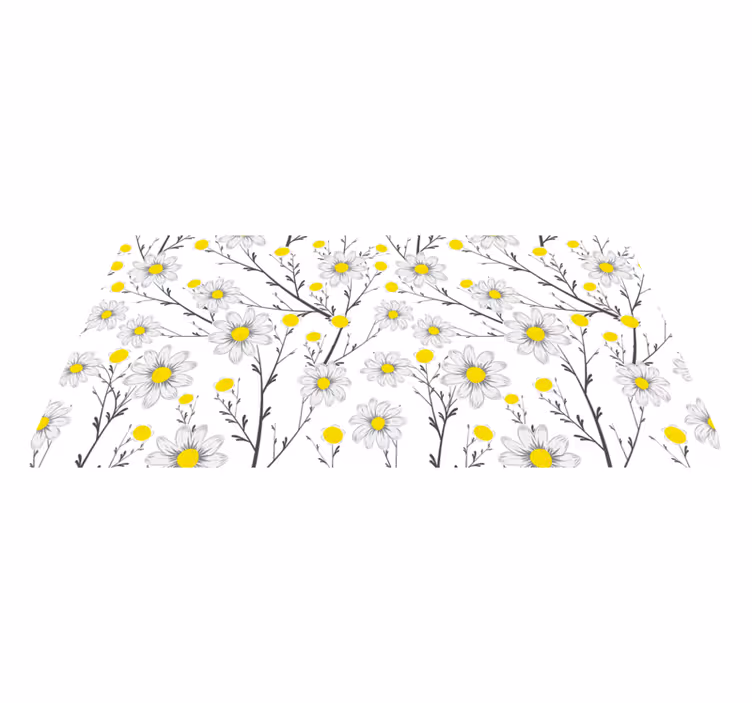 Geel bloemenpatroon vinyl tapijt bloemen en planten - TenStickers