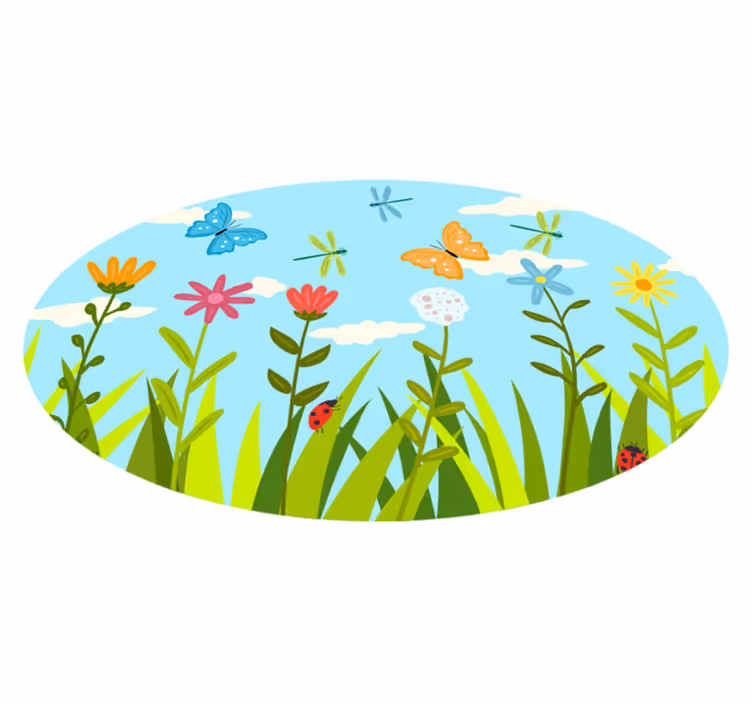 Bloementuin scène vinyl tapijt bloemen en planten - TenStickers
