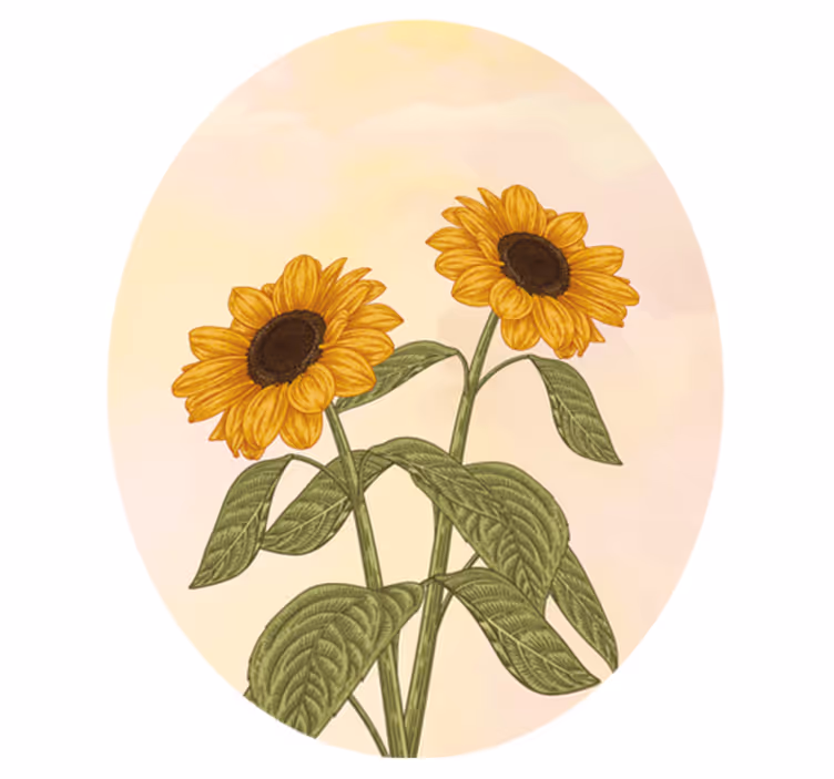 Zonnebloem omhelzing vinyl tapijt bloemen en planten - TenStickers