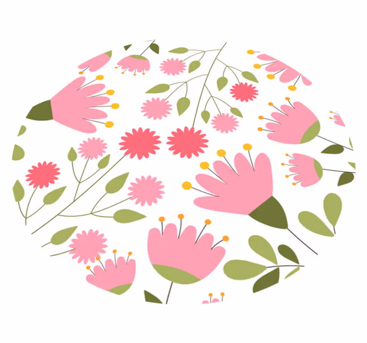 Bloemenpatroon genot vinyl tapijt bloemen en planten - TenStickers
