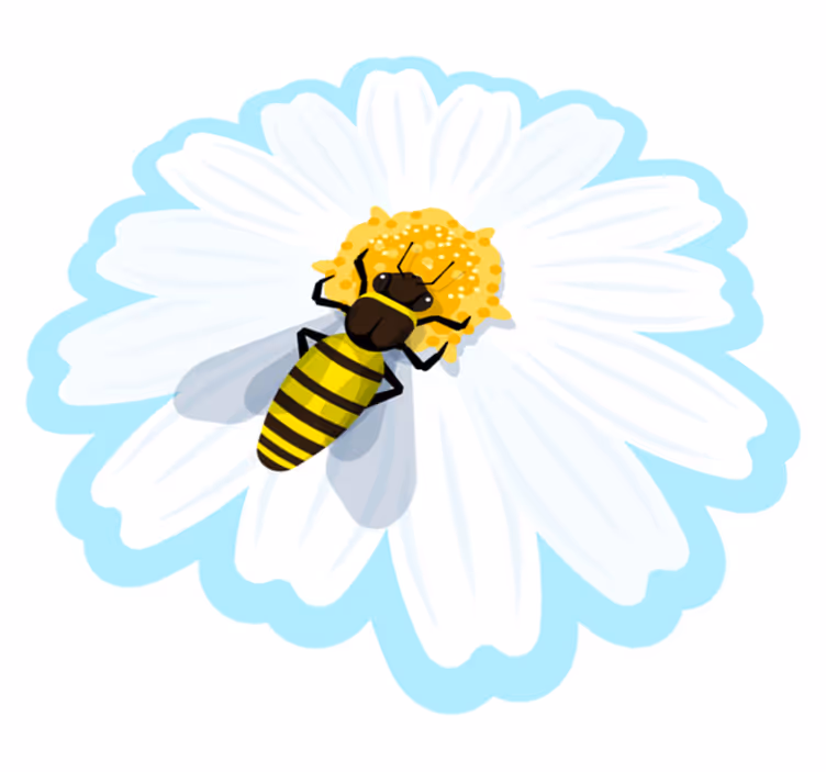 Bij op madeliefje vinyl tapijt bloemen en planten - TenStickers