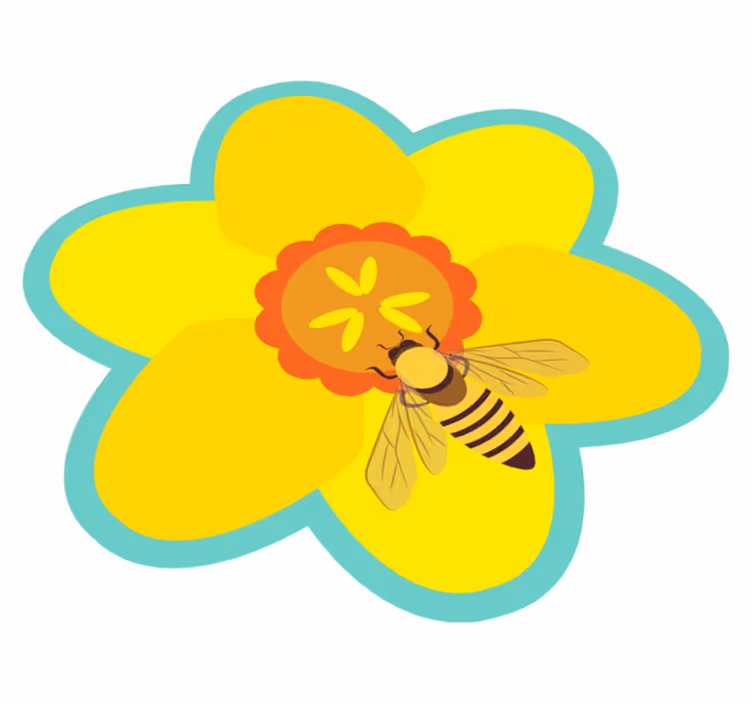 Bij op een zonnebloem vinyl tapijt bloemen en planten - TenStickers