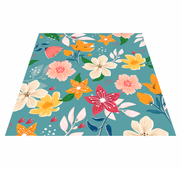 Bloemenpatroon spel vinyl tapijt bloemen en planten - TenStickers