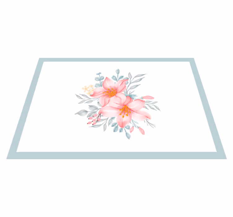 Vinyl tapijt bloemen en planten roze bloemen elegant - TenStickers