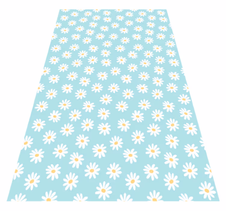 Madeliefjeblauw motief vinyl tapijt bloemen en planten - TenStickers