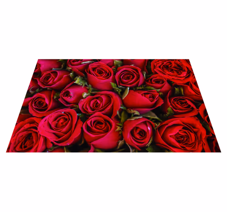 Levendige rode rozen Vinyl tapijt ontvangsthal - TenStickers