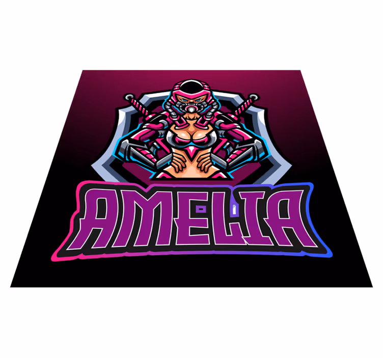 Gameheldin met naam vinyl tapijt tiener - TenStickers