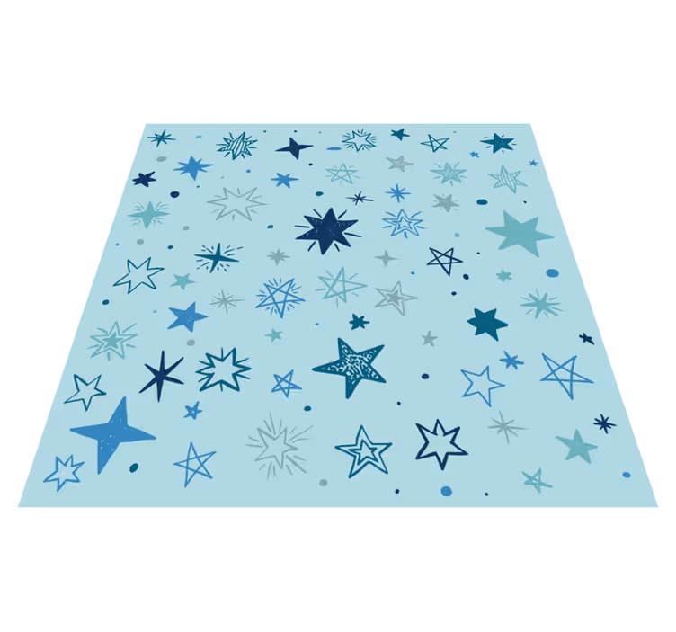 Blauw nachtpatroon vinyl tapijt sterren - TenStickers