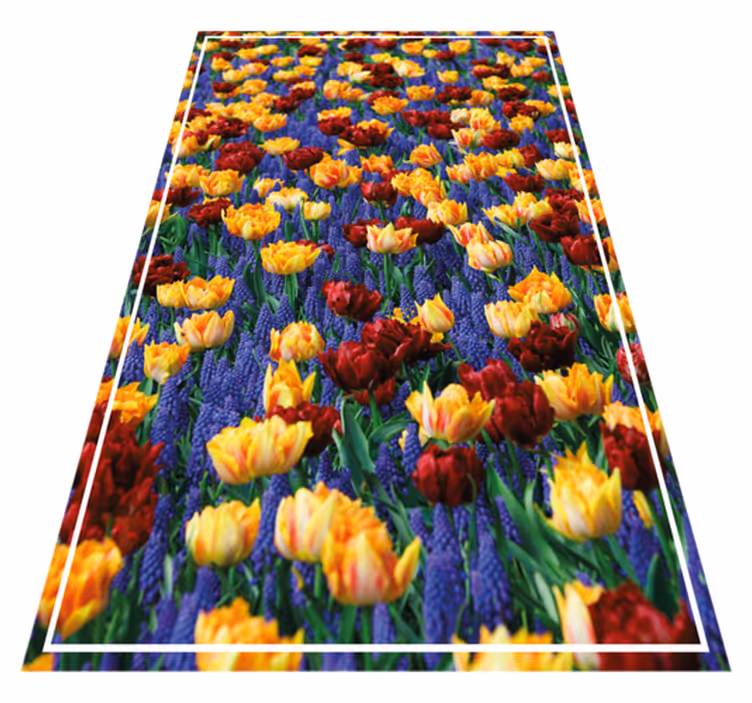 Tulpentuin ontwerp vinyl tapijt bloemen en planten - TenStickers