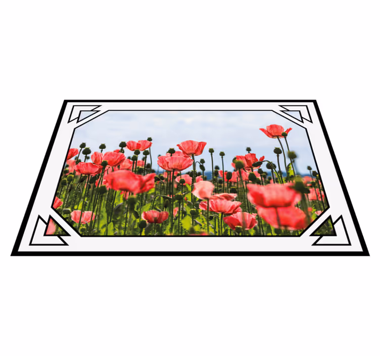 Kleurrijk klaprozenveld vinyl tapijt bloemen en planten - TenStickers