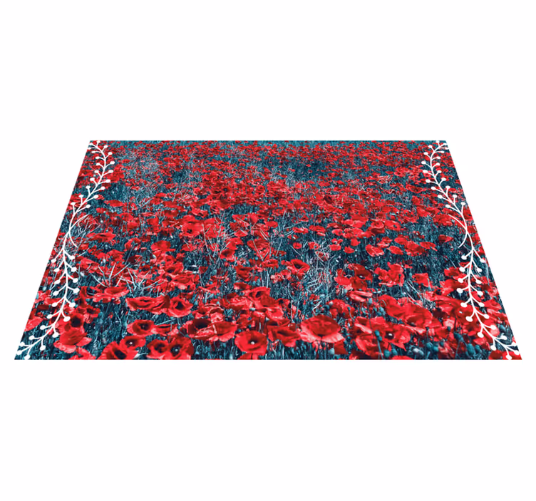 Levendig klaprozenveld vinyl tapijt bloemen en planten - TenStickers