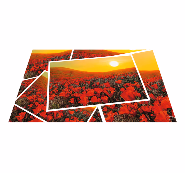 Levendige bloemenvelden vinyl tapijt natuur - TenStickers