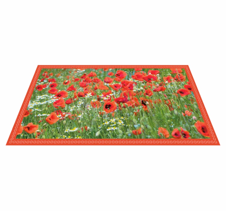 Realistisch papaverveld vinyl tapijt bloemen en planten - TenStickers