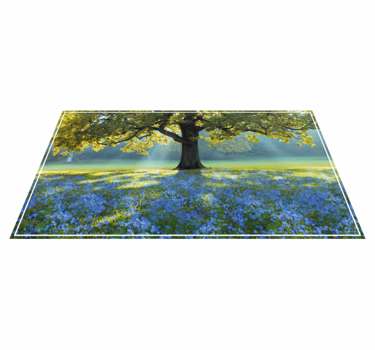 Bloeiende boom scène vinyl tapijt natuur - TenStickers
